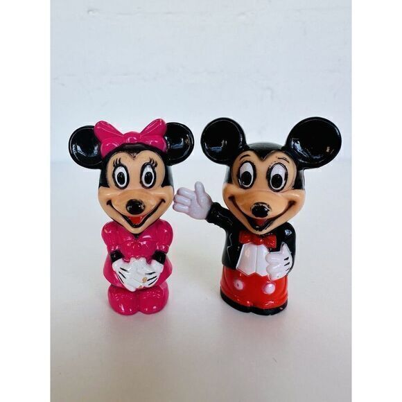 Vintage Disney Minnie‎ & Mickey Mouse 2"  Plastic Pencil Cake Topper Figurines - Picture 2 of 10